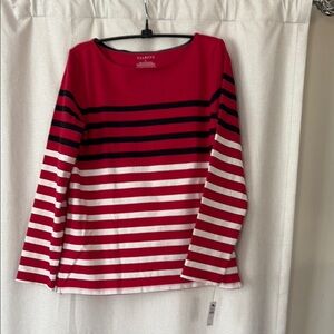 Talbots Red and White Striped Long Sleeve Tee